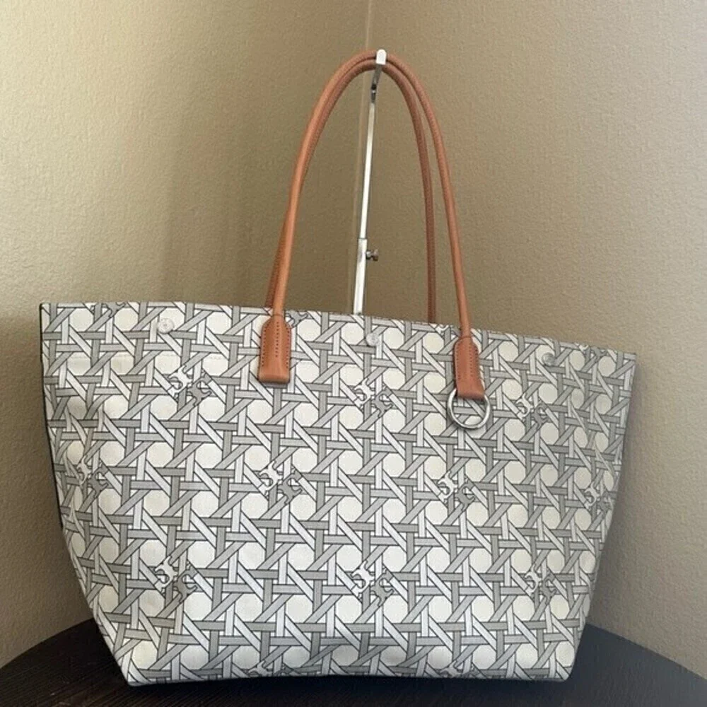 New Tory Burch basketweave Print tote bag